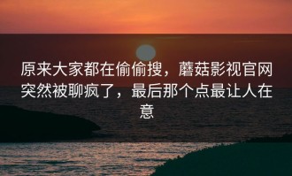 原来大家都在偷偷搜，蘑菇影视官网突然被聊疯了，最后那个点最让人在意